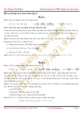 Đề ôn thi học kì 2 môn Toán Lớp 8 - Hoàng Văn Phiên